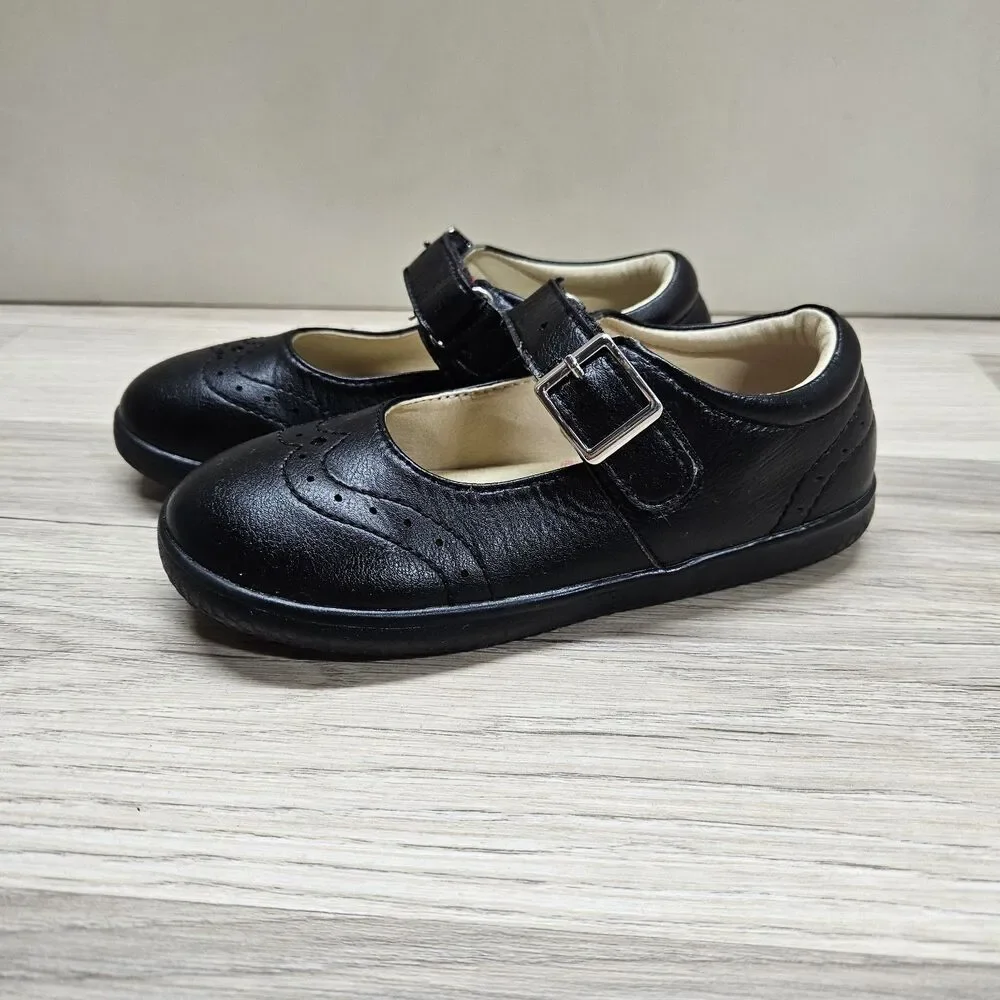 Livie & Luca Girls Black Mary Jane Shoes Size 12 Buckle Faux Leather Cute